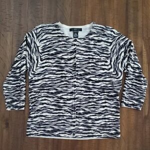 Silx By August Silk Patterned 3/4 Sleeve Cardigan - L